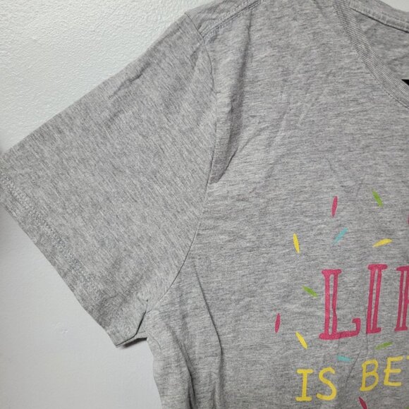 Life Better Sprinkles Tee Shirt Ice Cream Waffle Cone Girls XL Gray Basic School - Picture 4 of 6